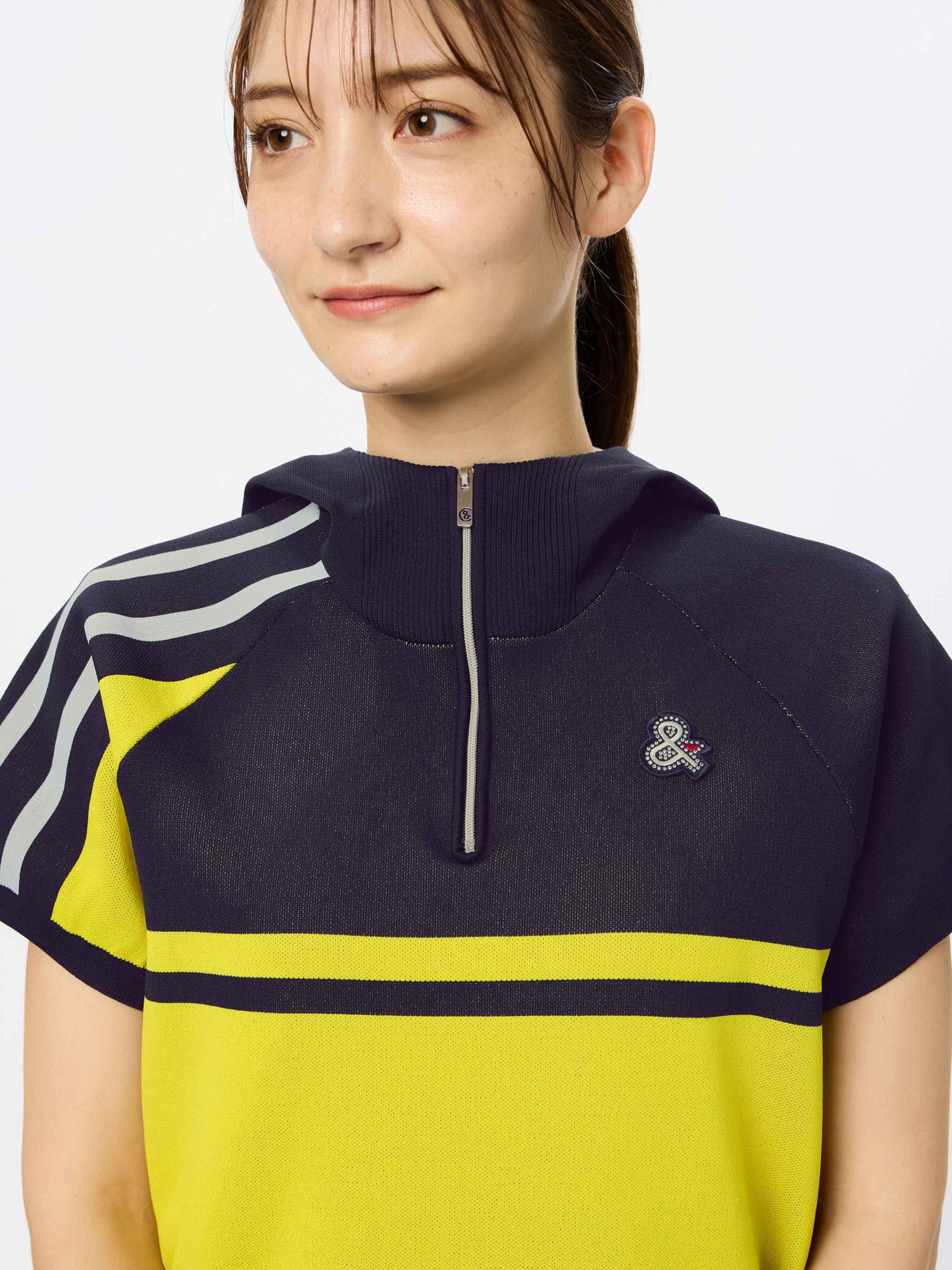 Lightweight knit short sleeve half zip hoodie
