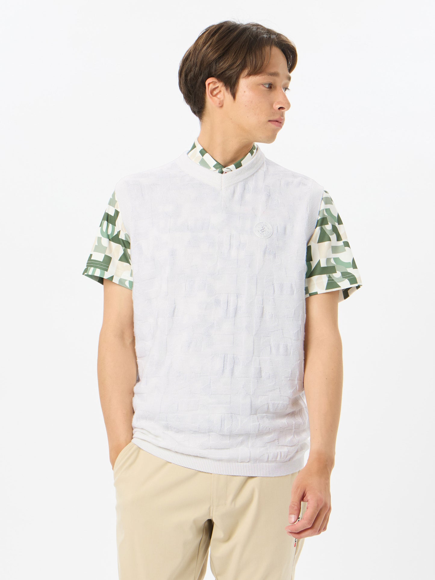 Wool-mix jacquard knit vest