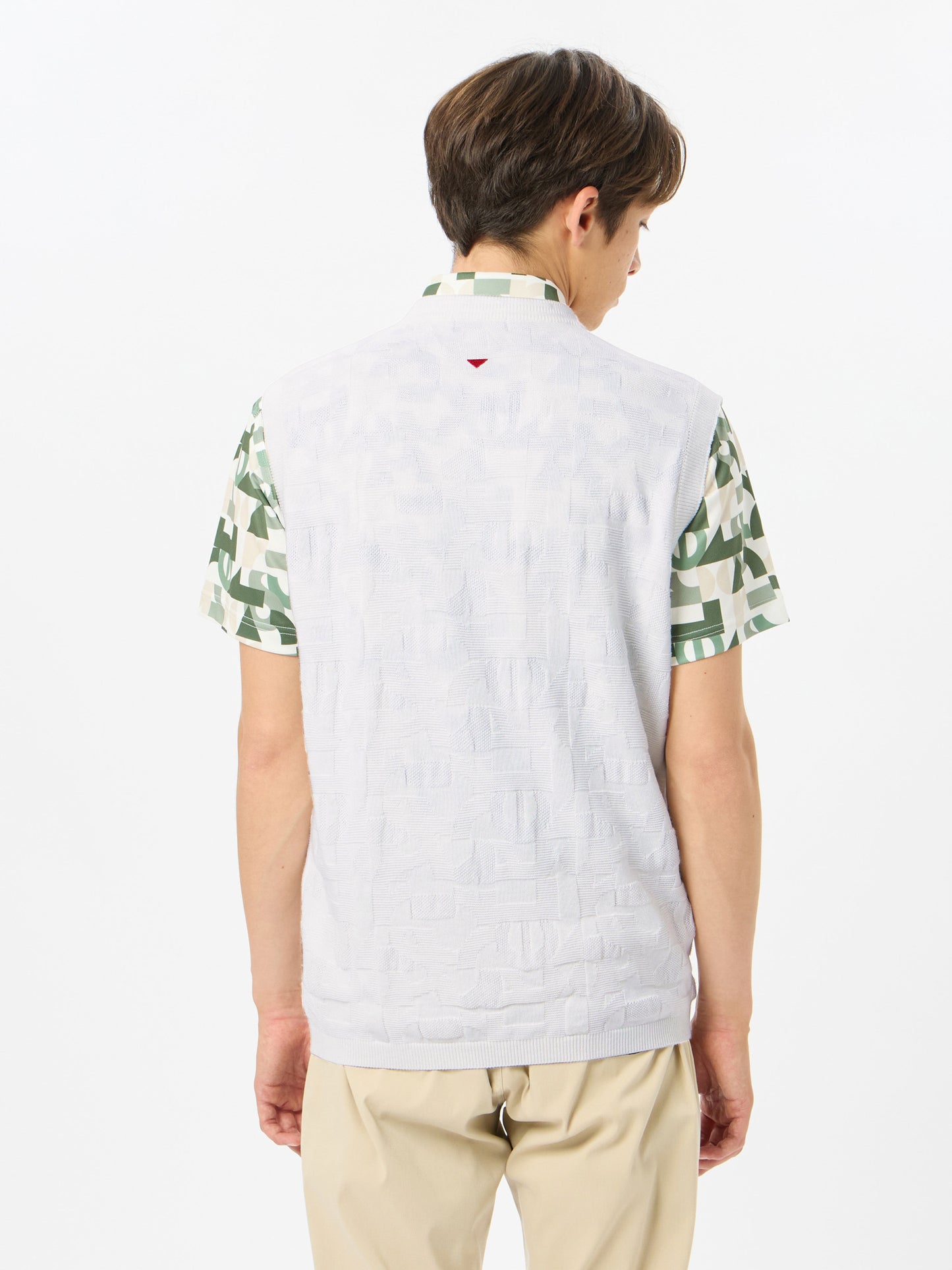 Wool-mix jacquard knit vest