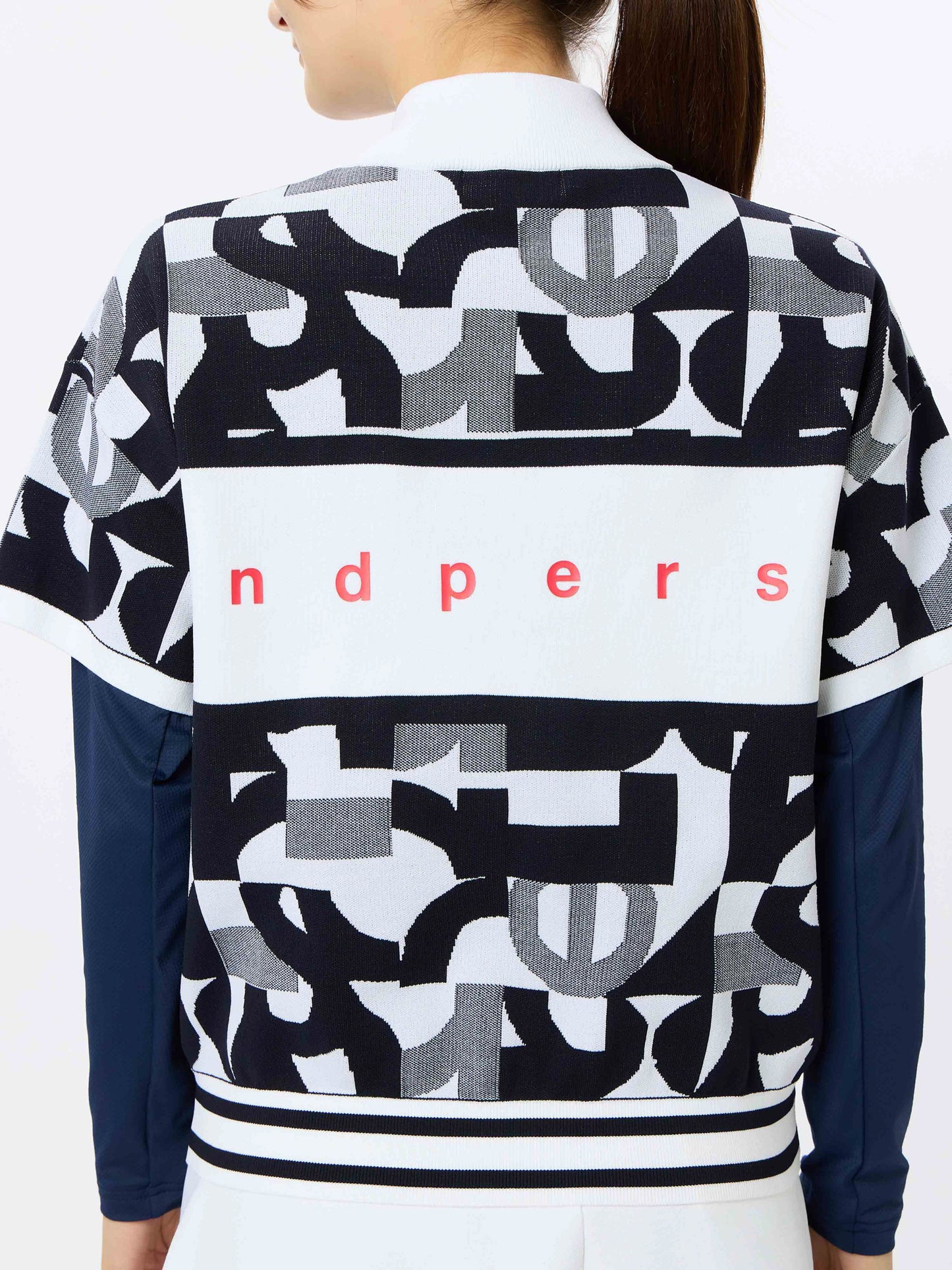 Active knit short sleeve full zip blouson