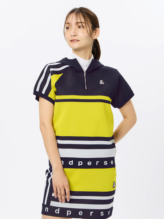 Lightweight knit short sleeve half zip hoodie
