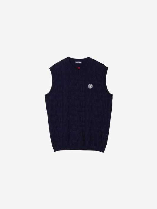 Wool-mix jacquard knit vest