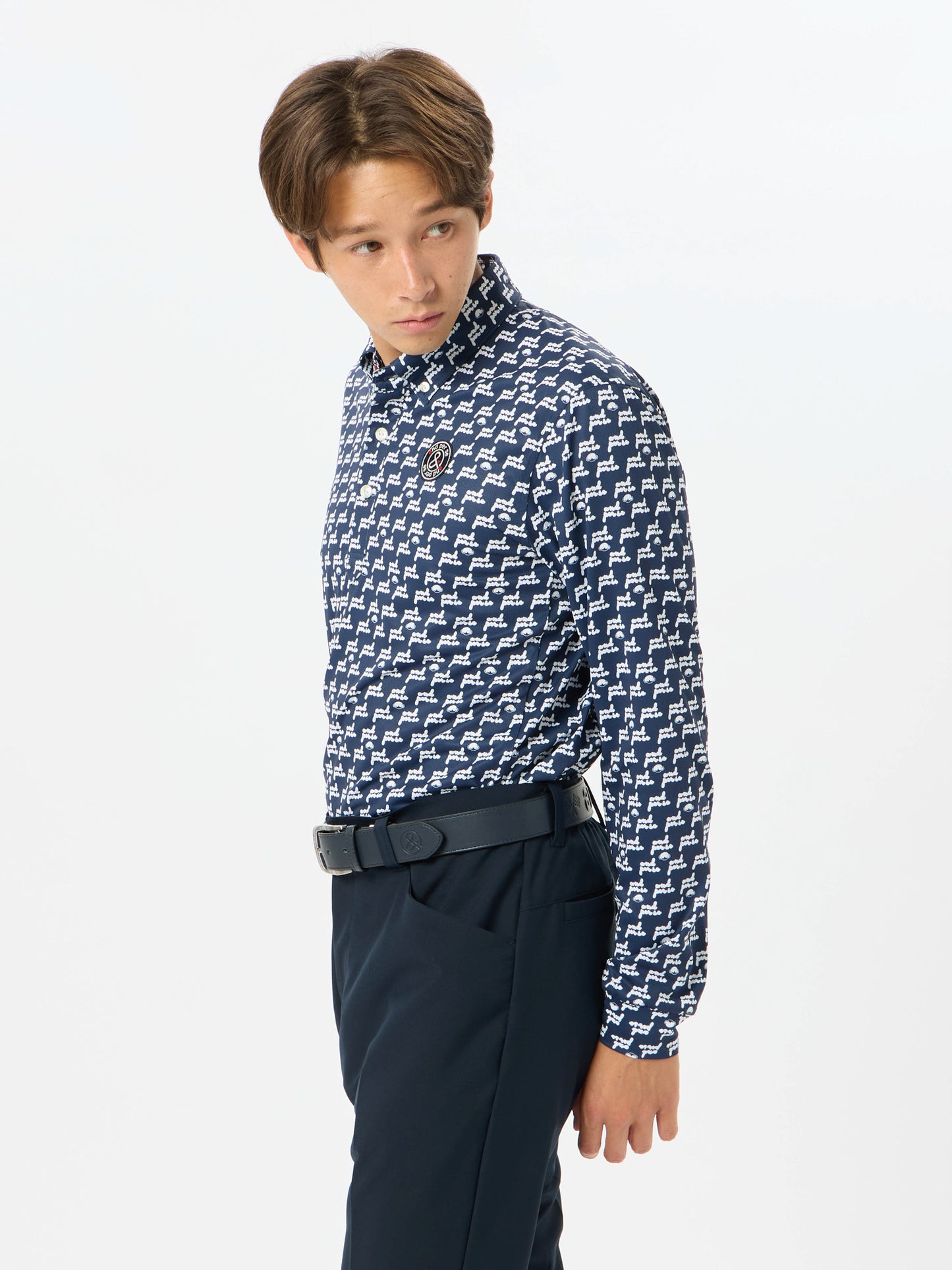 SD3D waffle printed long sleeve shirt