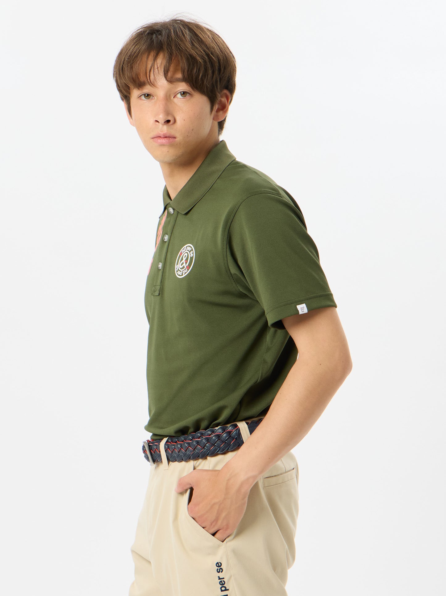 SWING DRY seed stitch short sleeve polo shirt
